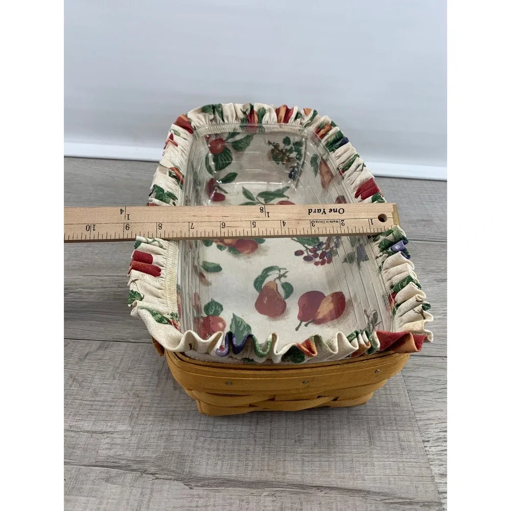 Longaberger 1998 Cracker Basket Orchard Park Fruit Liner Plastic Protector 12in